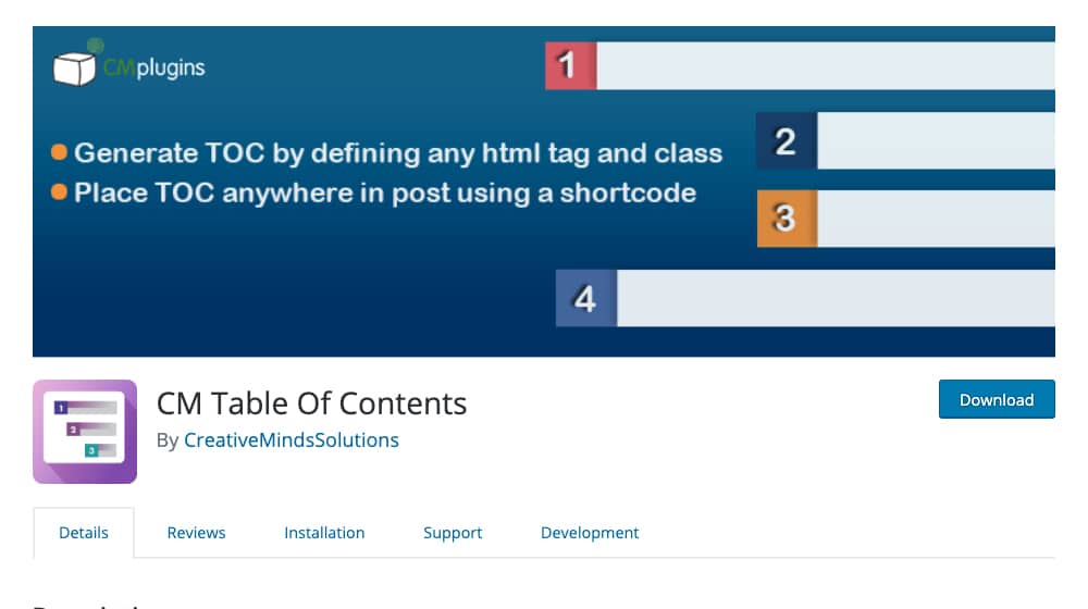 CM Table of Contents