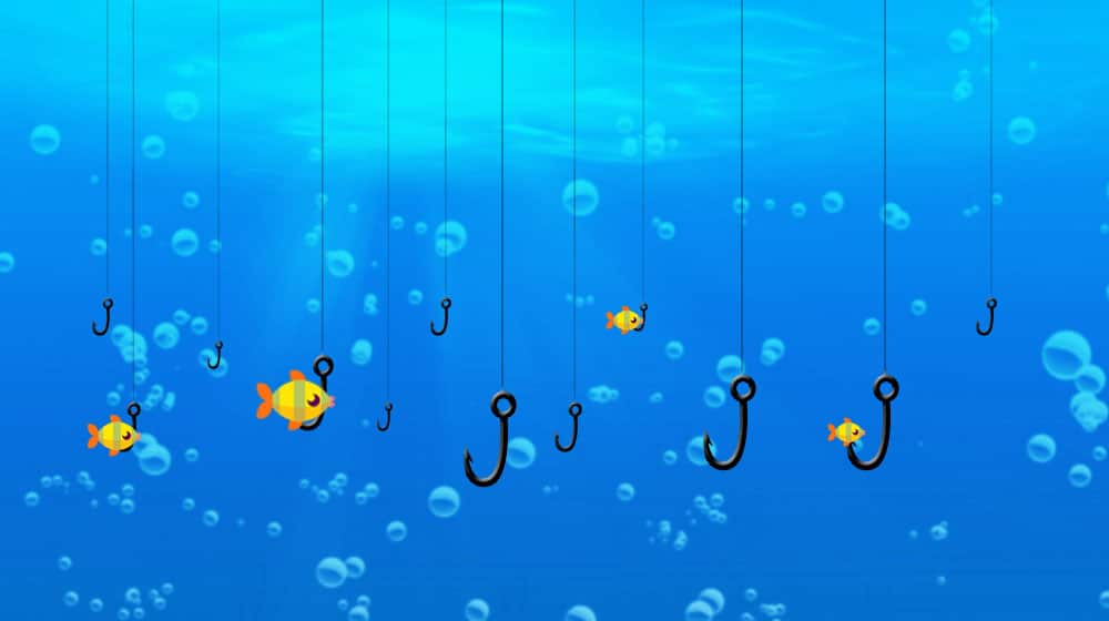 Fishing Hooks in Sea