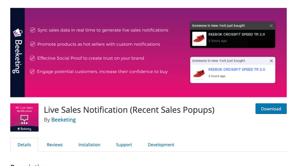 Live Sales Notification