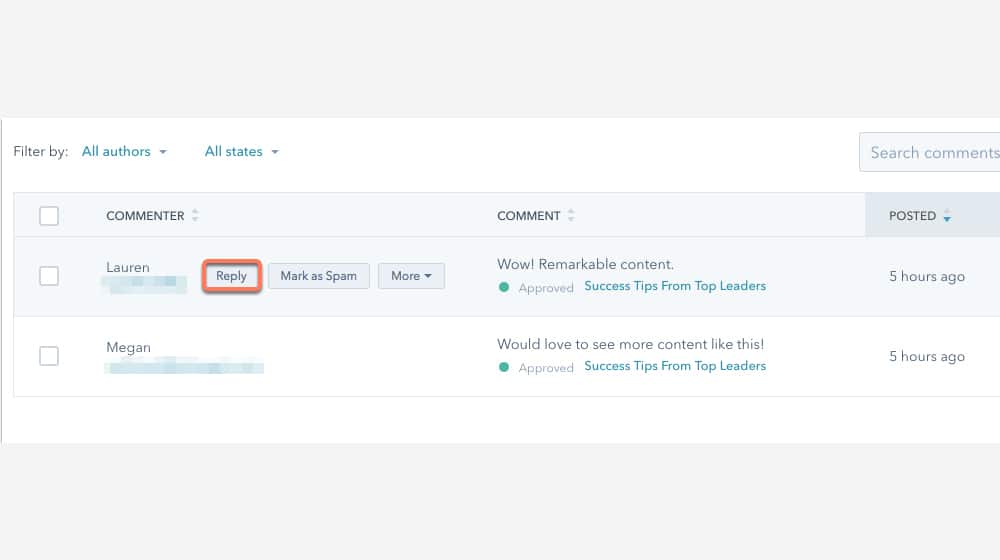 Moderating Comments in HubSpot