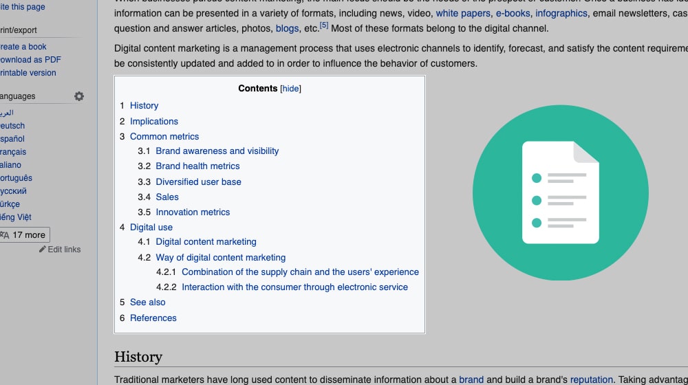 Table of Contents Example