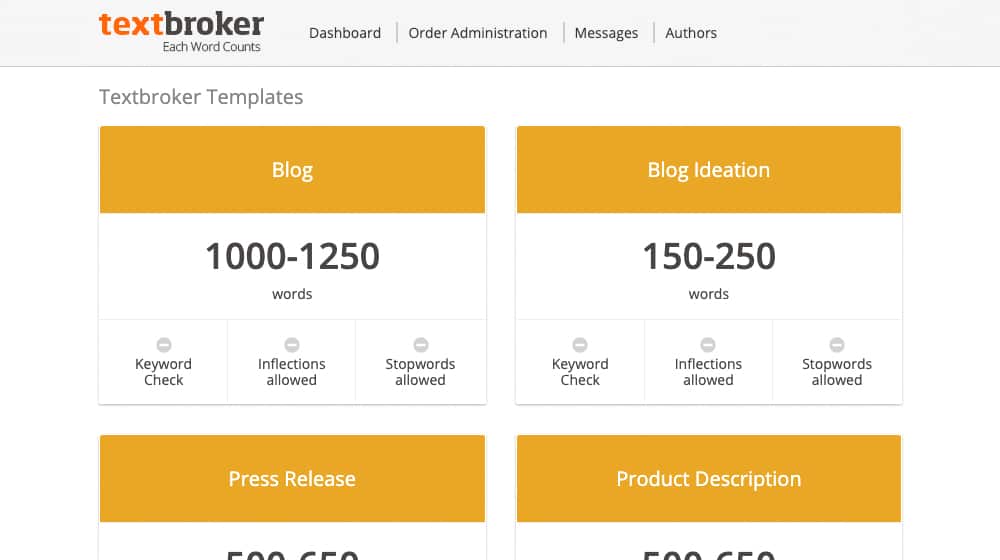 Textbroker Dashboard