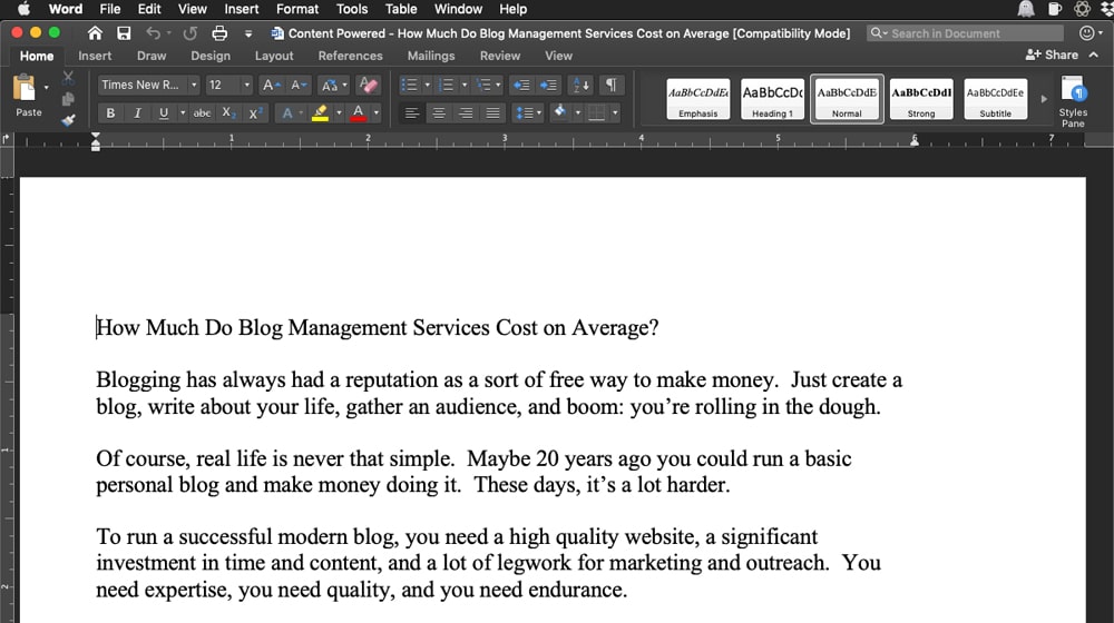 Writing a Blog Post in Word