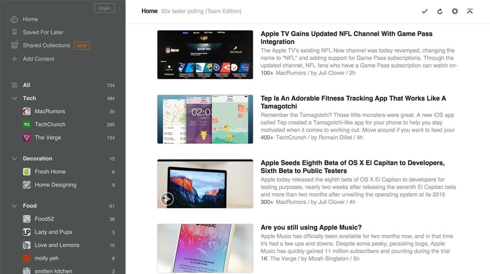 Feedly Homepage