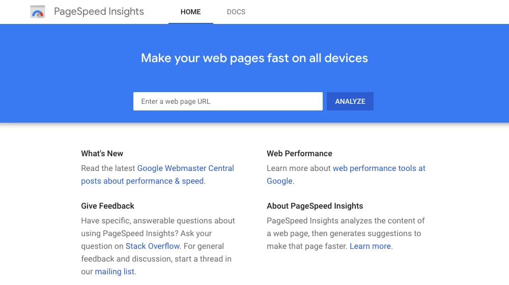 PageSpeed Insights Testing