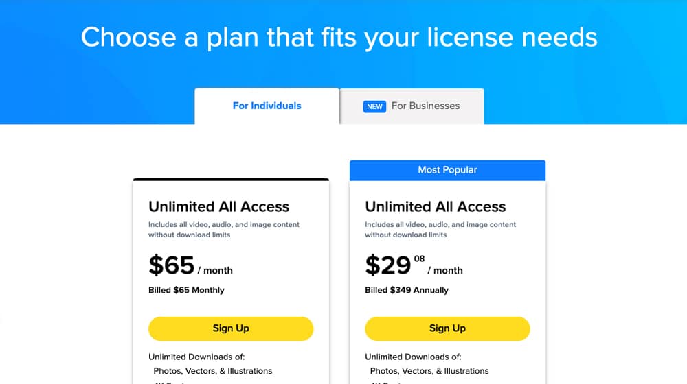 storyblocks pricing