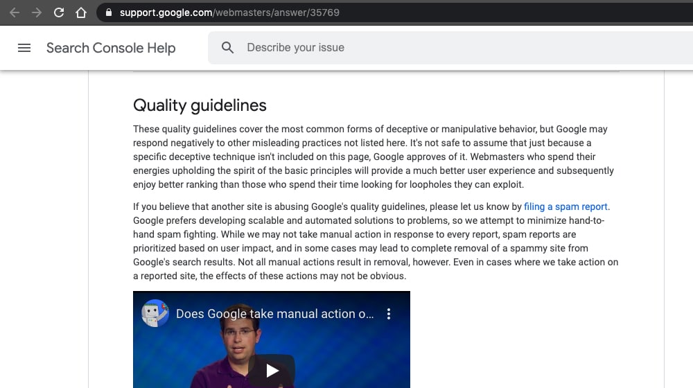 Google Quality Guidelines