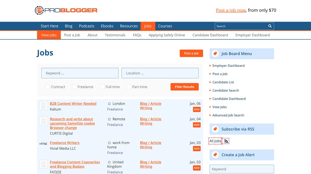 Problogger Homepage