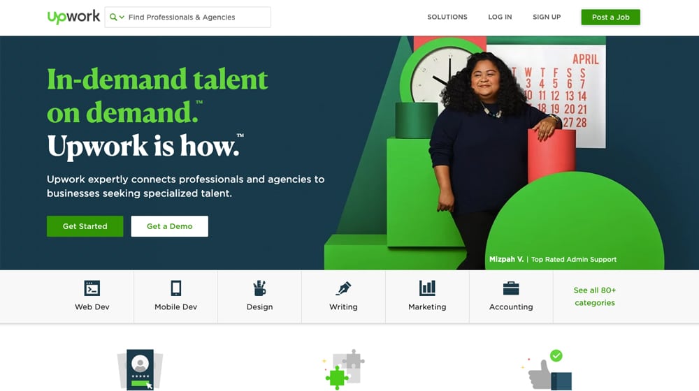  Page d'accueil UpWork 