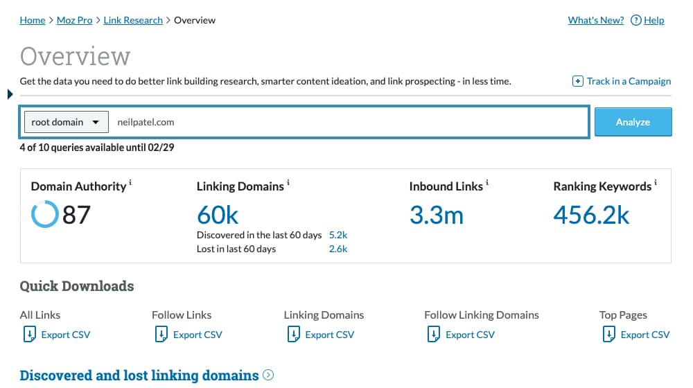 Backlink Example on Moz