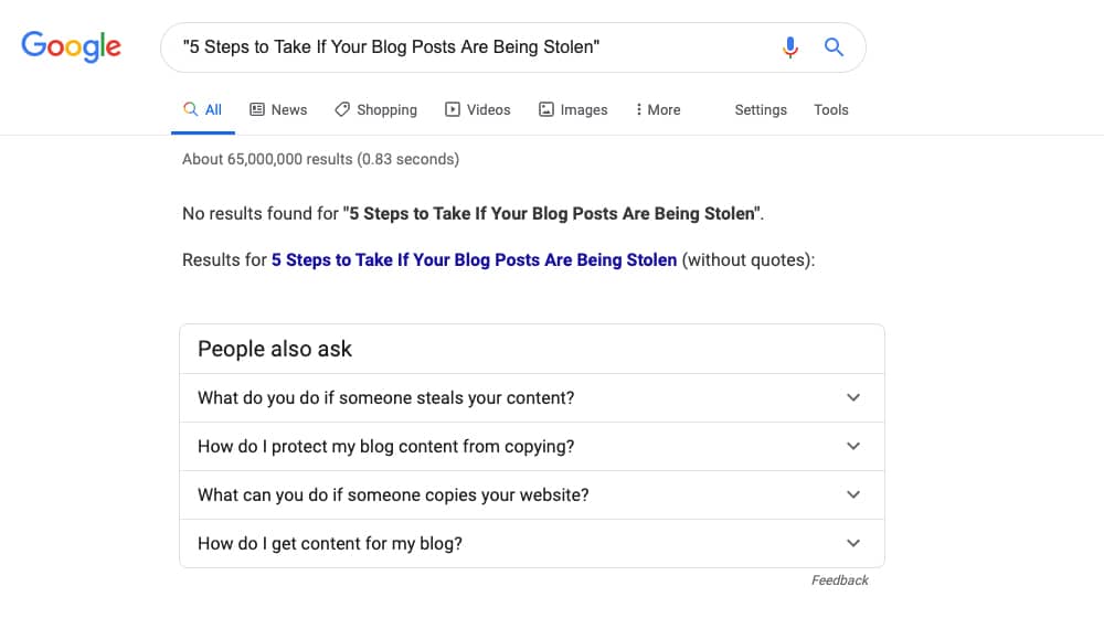 Checking Google for Stolen Content