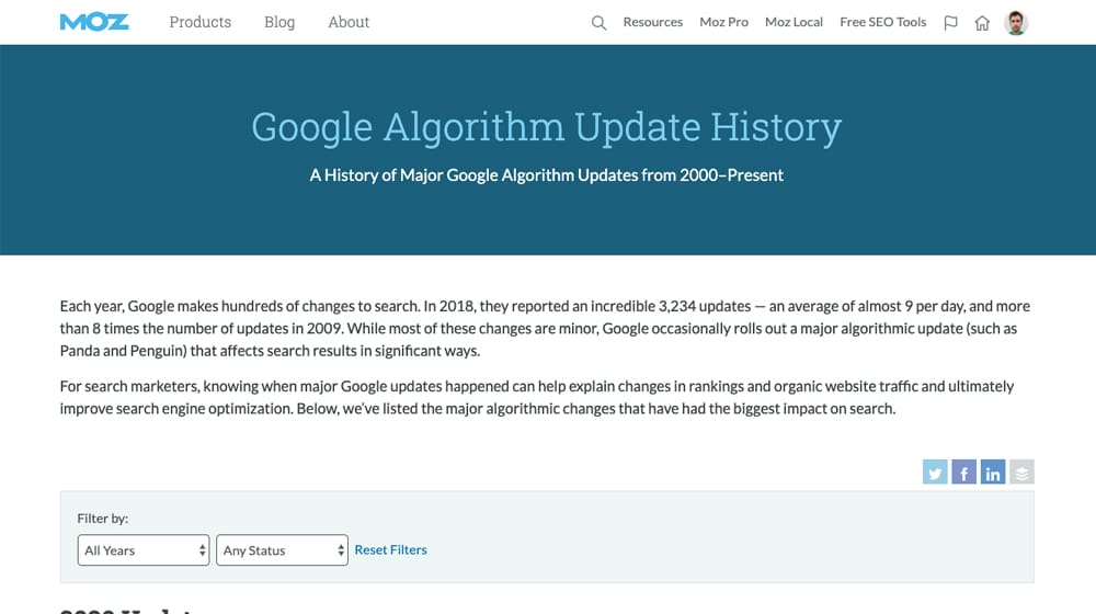 Algorithm Update History Post