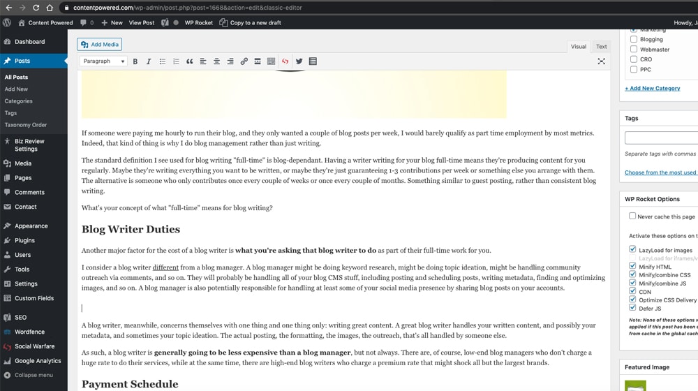 Blog Manager Editing in WordPress