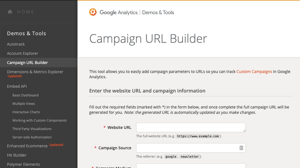 Campaign URL Builder on Google