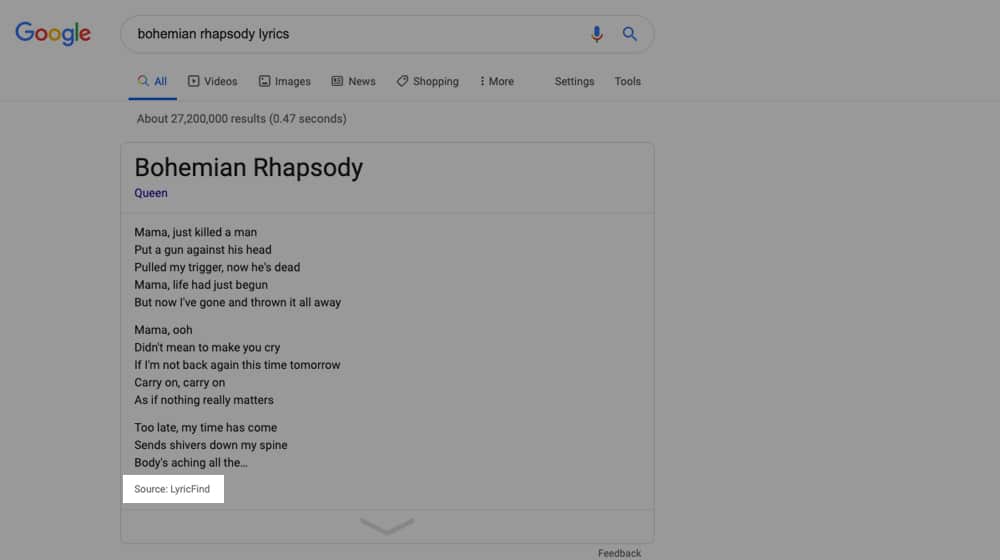 Google Is Putting Song Lyrics Right in Search Results Now