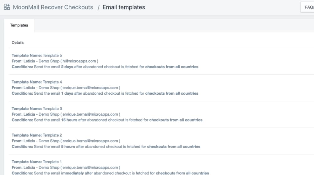 MoonMail Recovered Email Templates