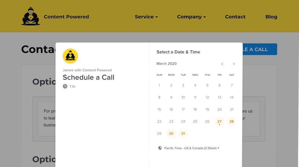 Schedule Call Popup