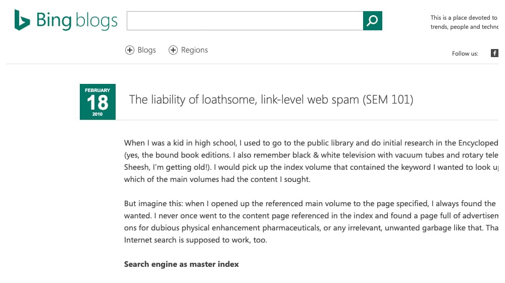 Bing Article on Web Spam