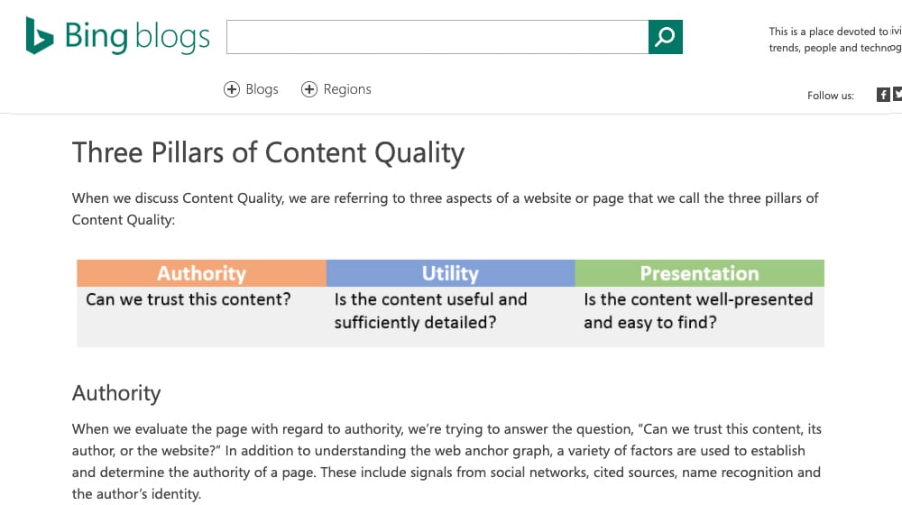 Blog Content Quality Bing