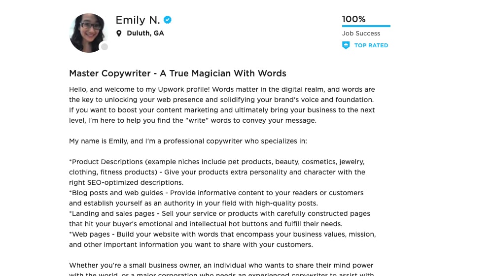 Example Writer Profile