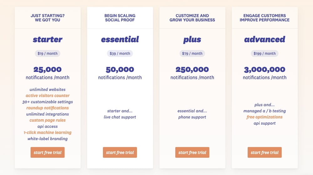 FOMO Pricing Page