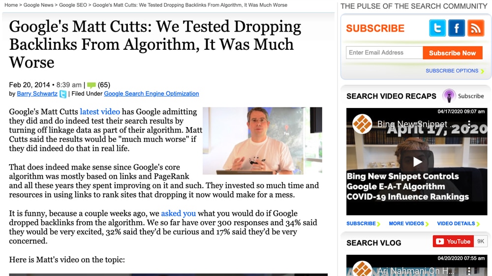 Google Testing Dropping Links
