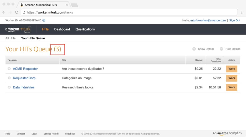 MTurk Worker Queue