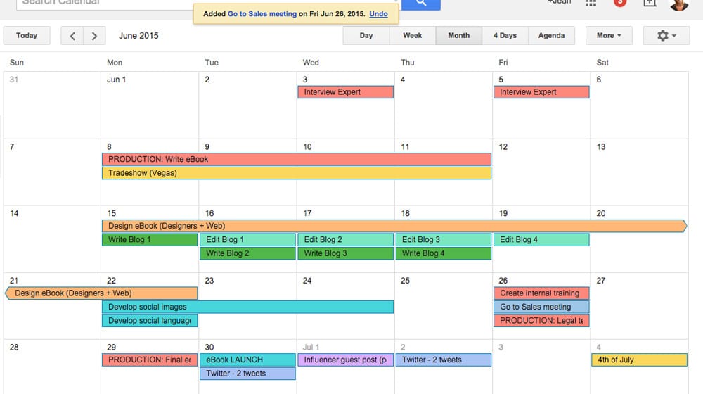 Blogging Content Calendar