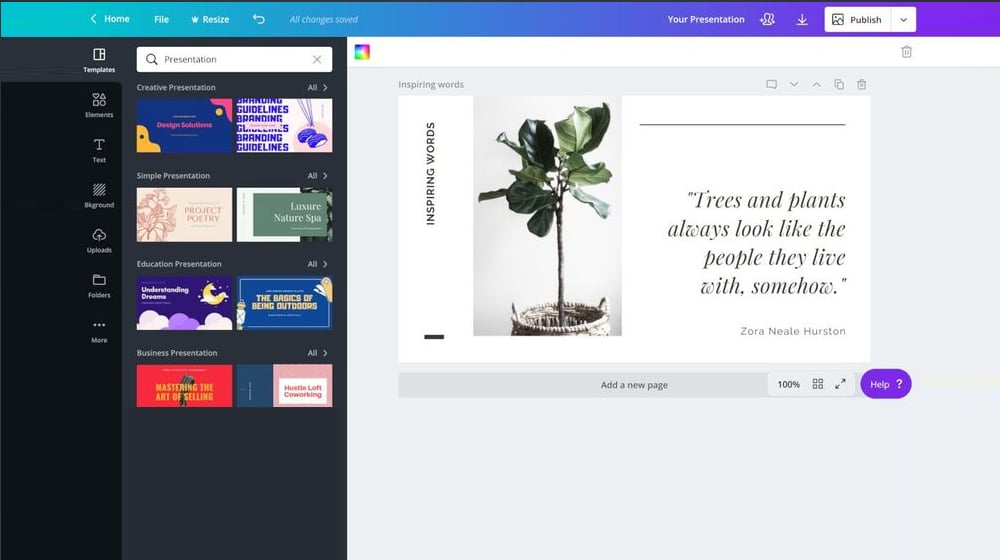 Designing a SlideShare in Canva