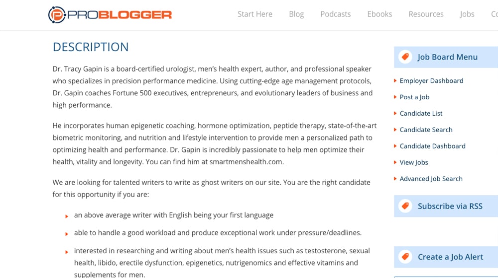 Example Job Description