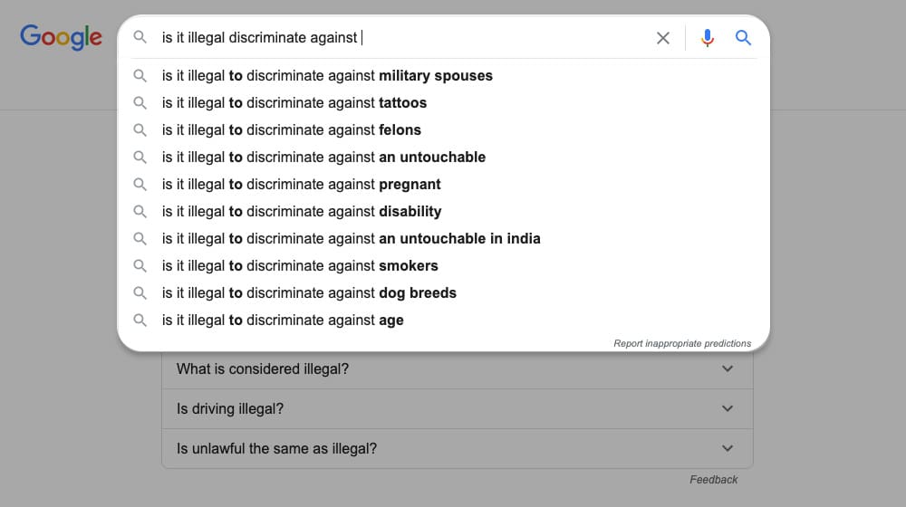 Google Autocomplete Results