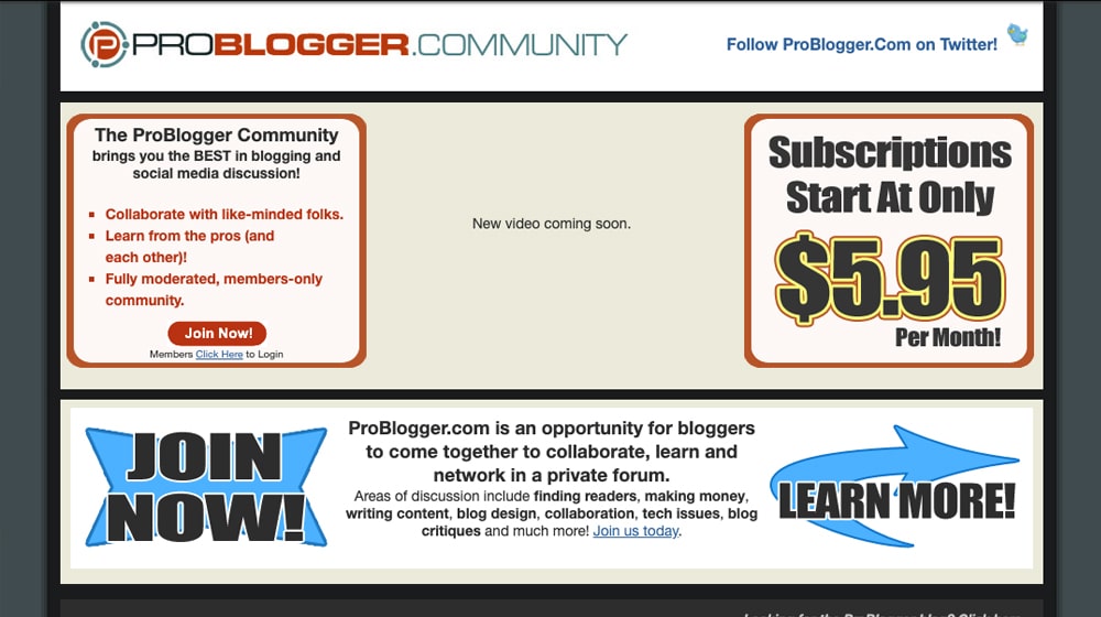 Old ProBlogger Site