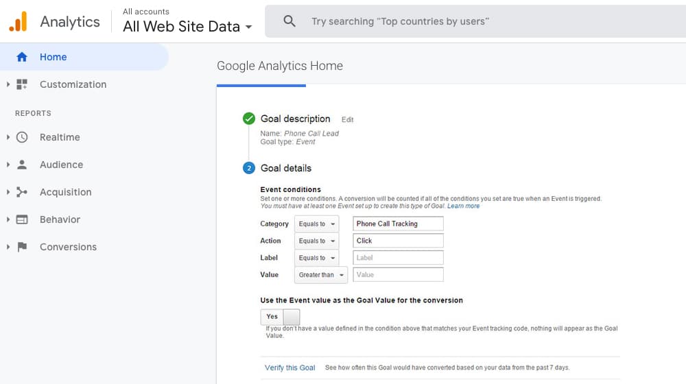 Call Tracking in Analytics