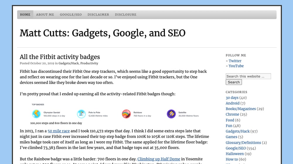 Matt Cutts Homepage