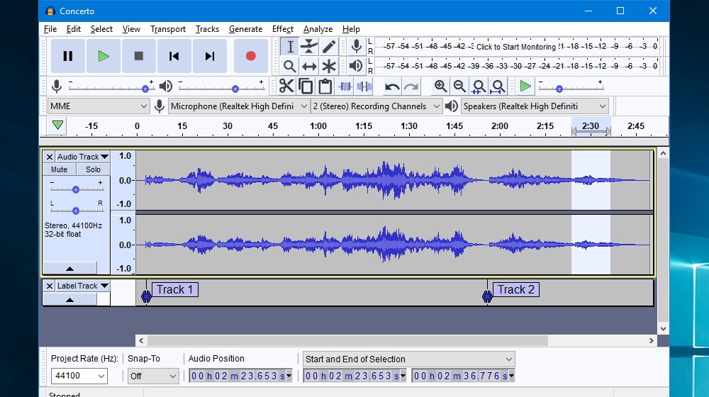 audacity record from youtube