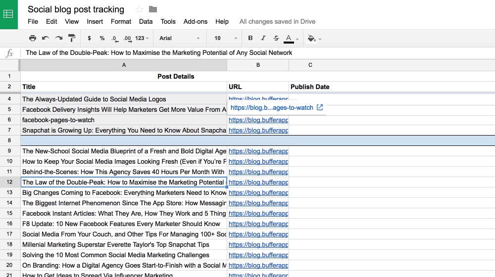 Content Plan on Excel