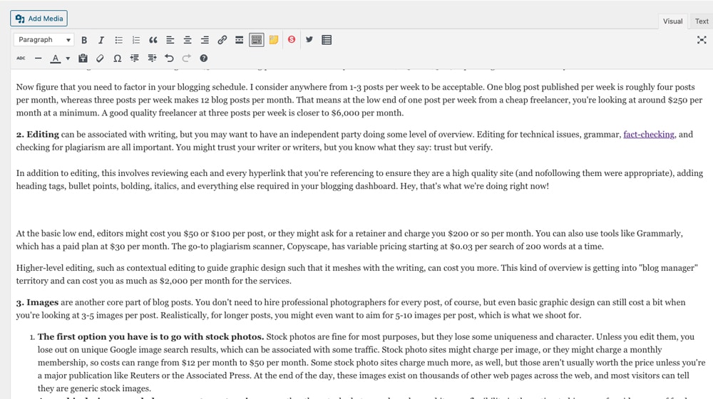 Editing Blog Post in WordPress