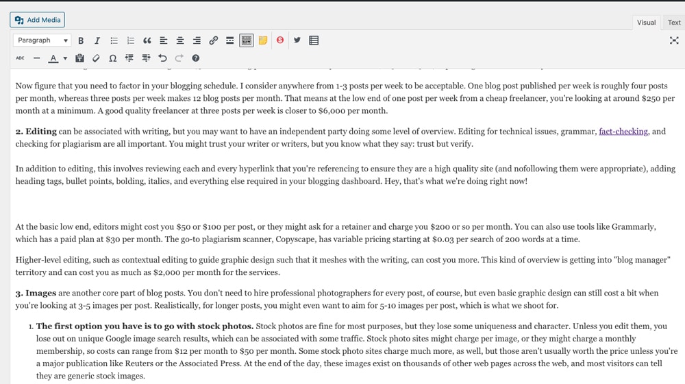 Editing Blog Post in WordPress