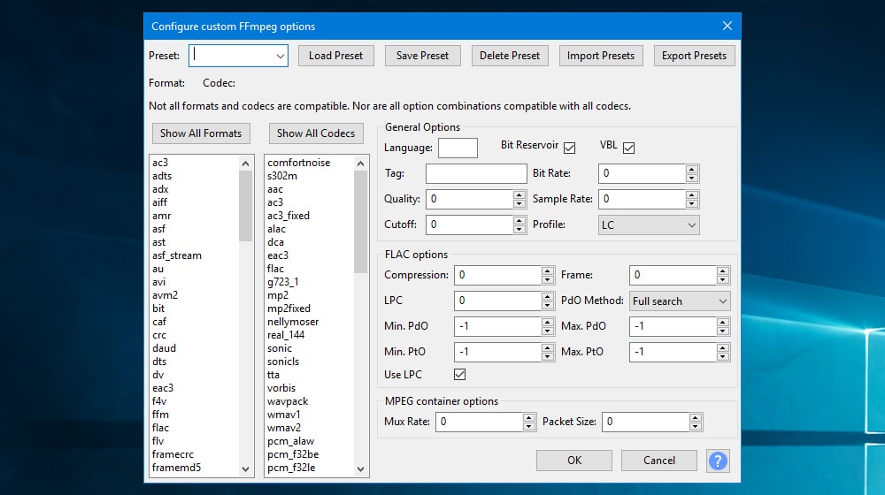 Export Format Options