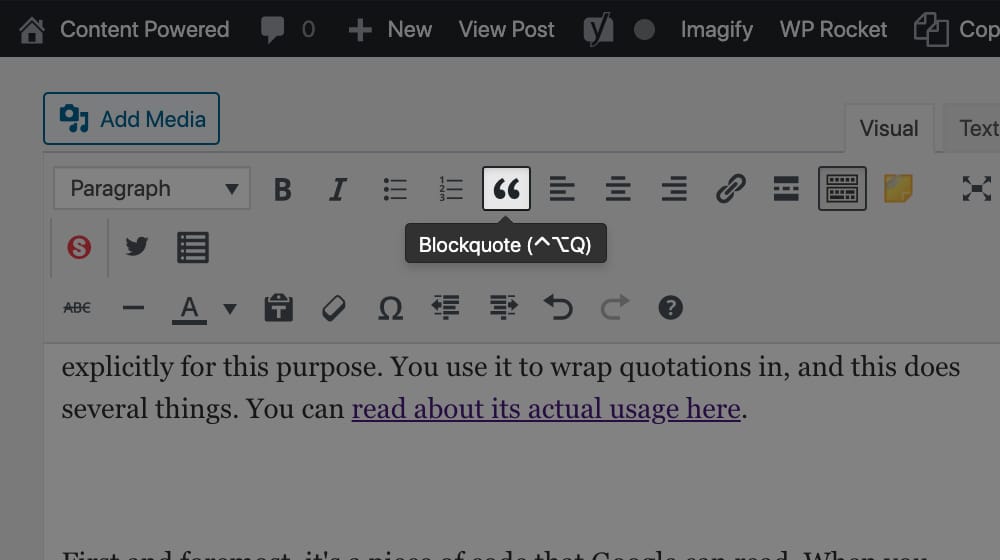 Inserting Blockquote