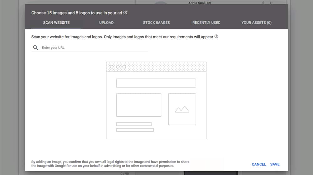 Fazendo upload de imagens de anúncios gráficos inteligentes