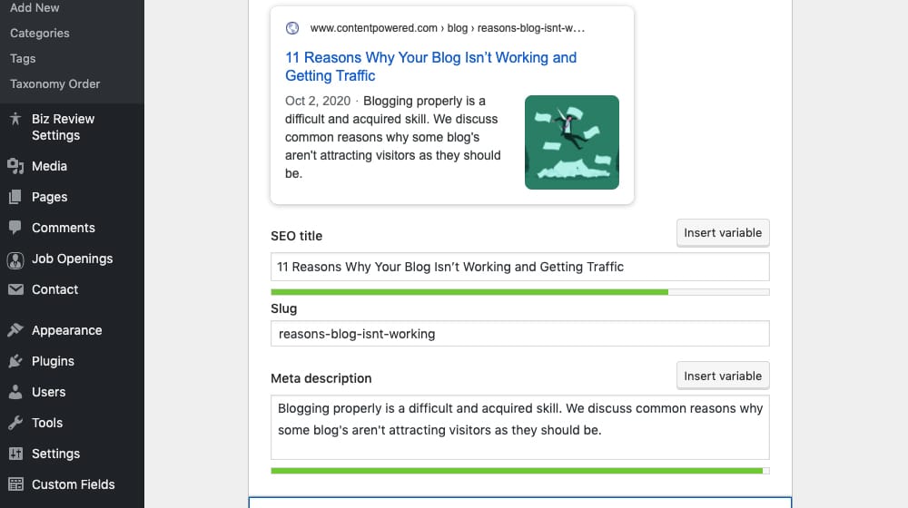 Optimizing a Blog Post for SEO