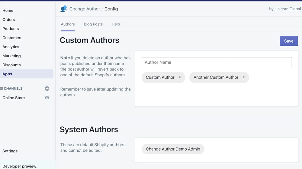 Custom Author App