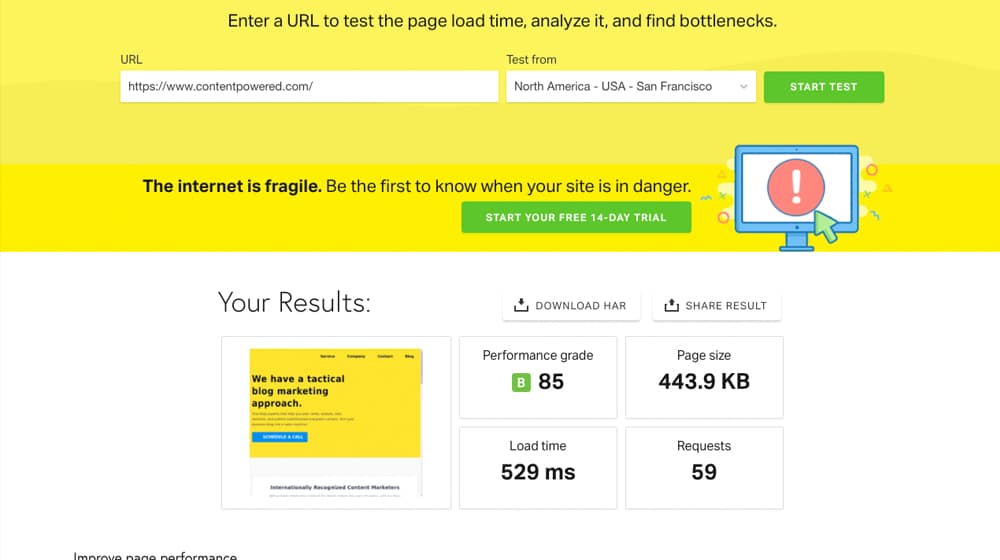 Load Time of Site