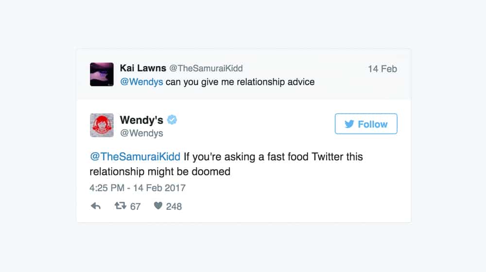 Wendys Funny Tweet Example