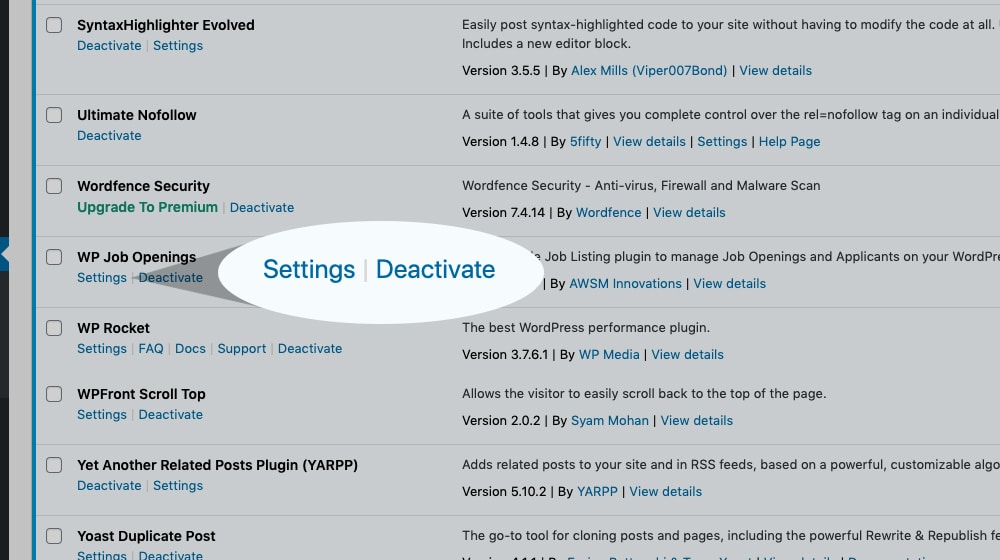 Deactivating Plugin