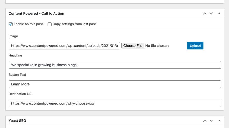 Plugin individual post settings