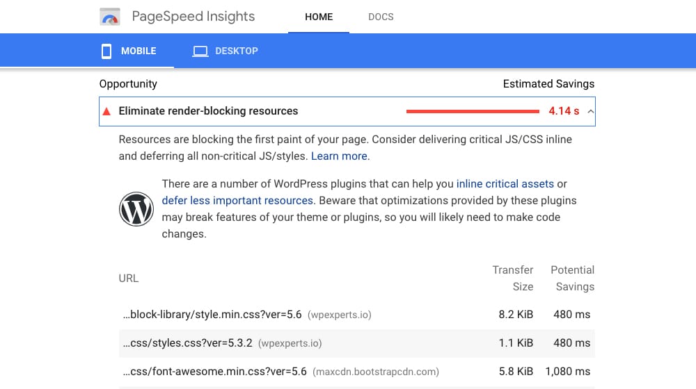 PageSpeed Insights for Troubleshooting