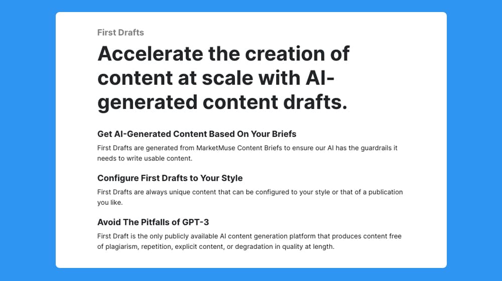 AI Generated Content Drafts