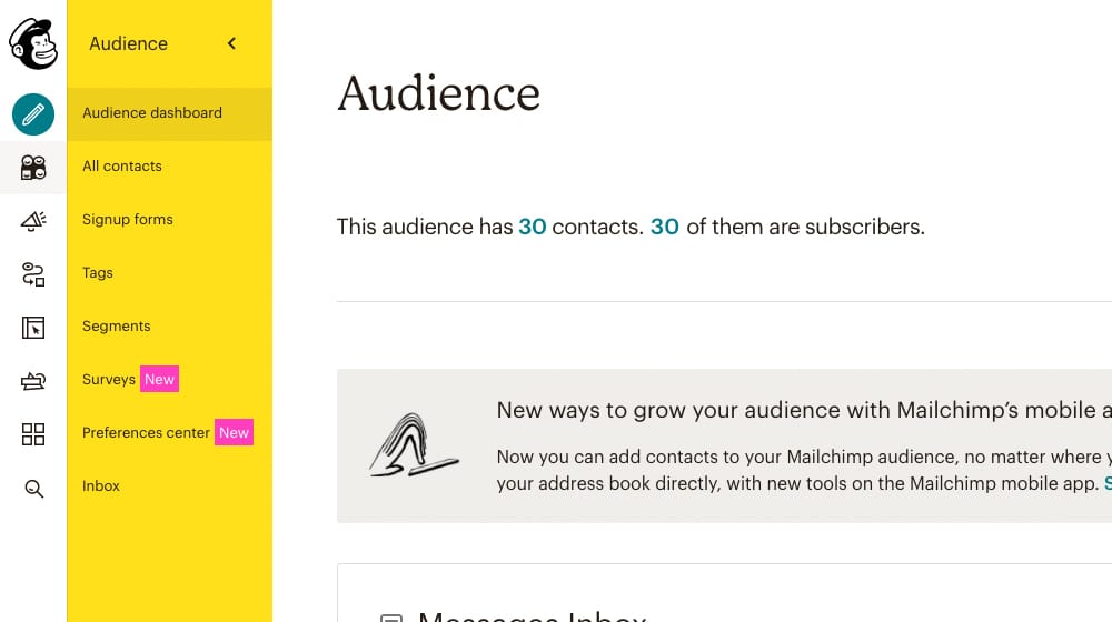 Audience Screenshot from Mailchimp